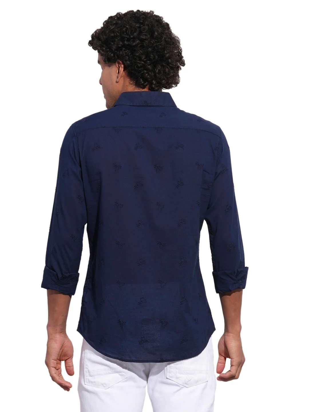 Navy Regular Fit Regular Collar Men's Shirt by Being Human Clothing - Image 3