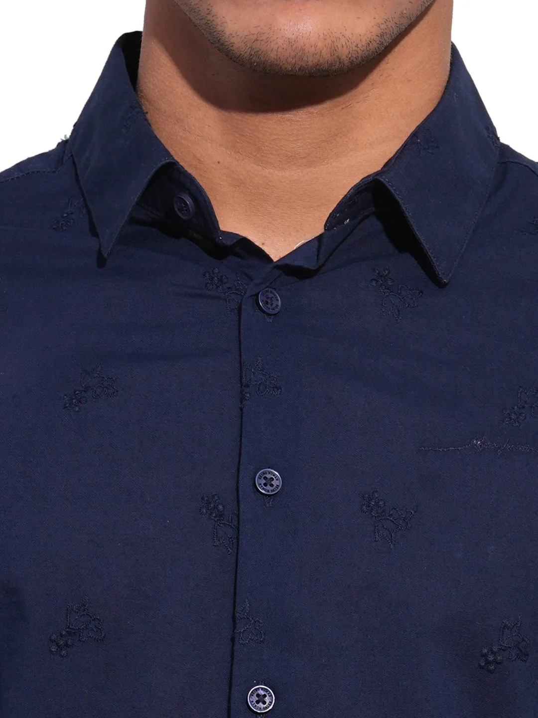 Navy Regular Fit Regular Collar Men's Shirt by Being Human Clothing - Image 4