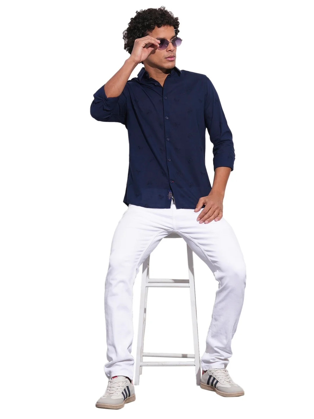 Navy Regular Fit Regular Collar Men's Shirt by Being Human Clothing - Image 5