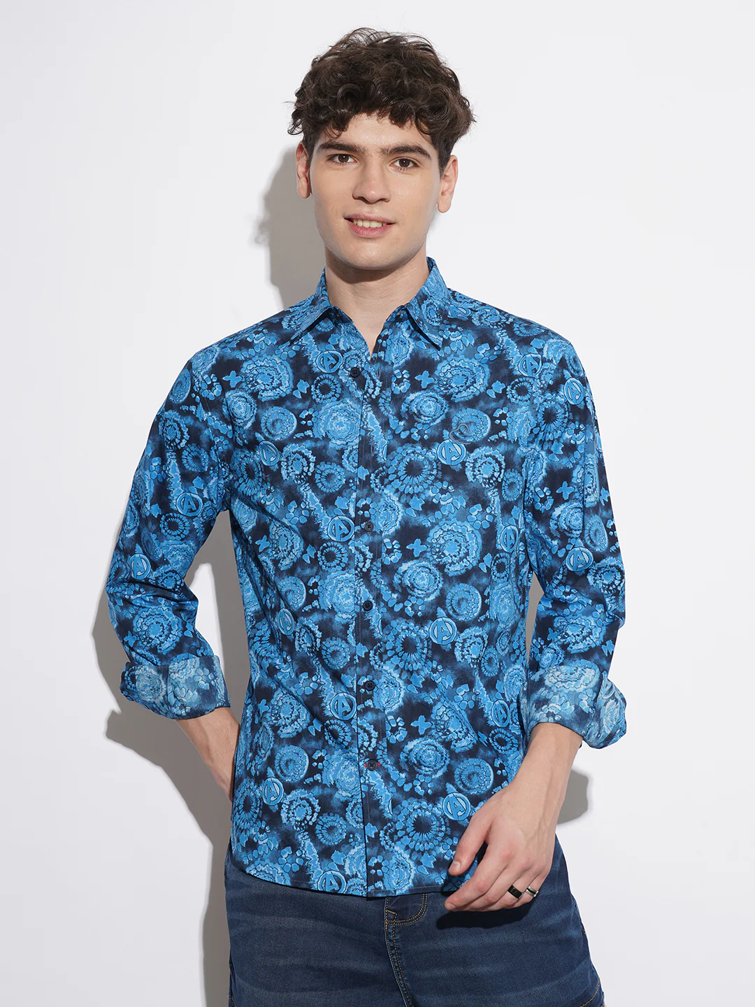 Navy Comfort Fit Regular Collar Men's Shirt by Being Human Clothing