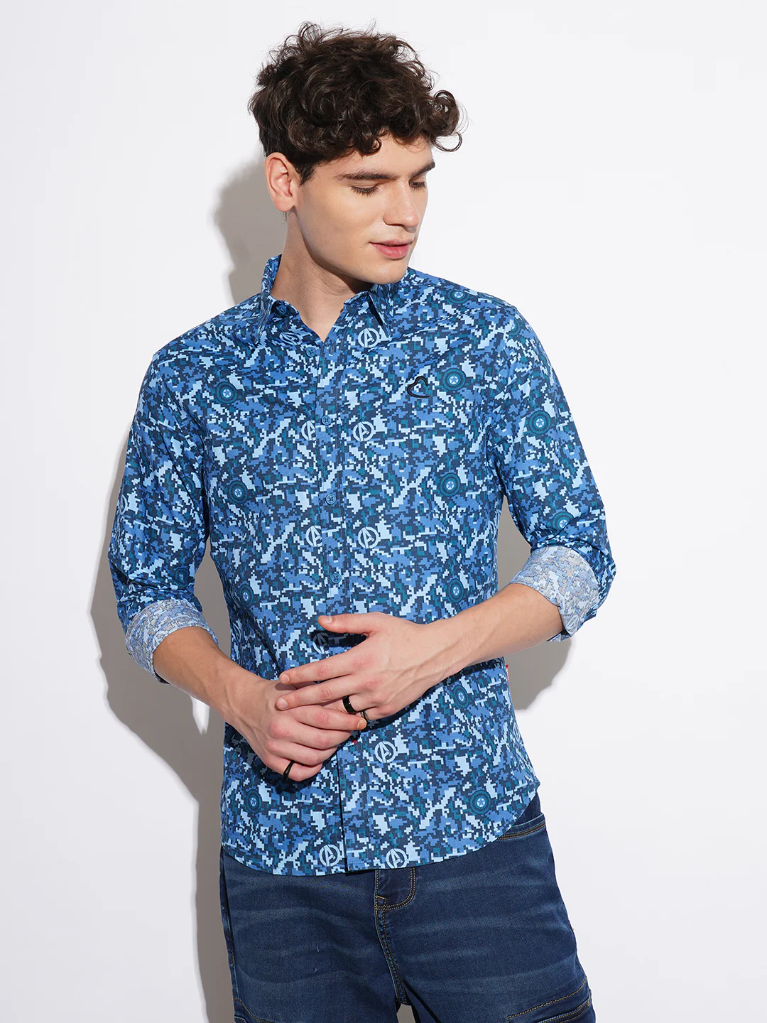 Navy Comfort Fit Regular Collar Men's Shirt by Being Human Clothing