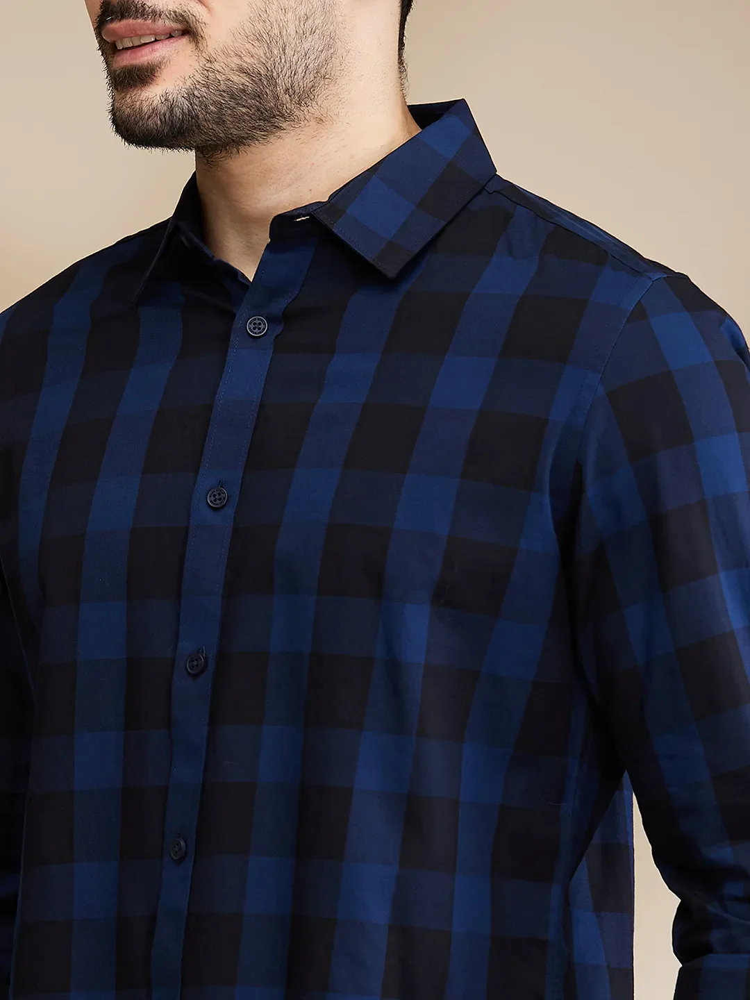 Navy Slim Fit Regular Collar Men's Shirt by Being Human Clothing - Image 5