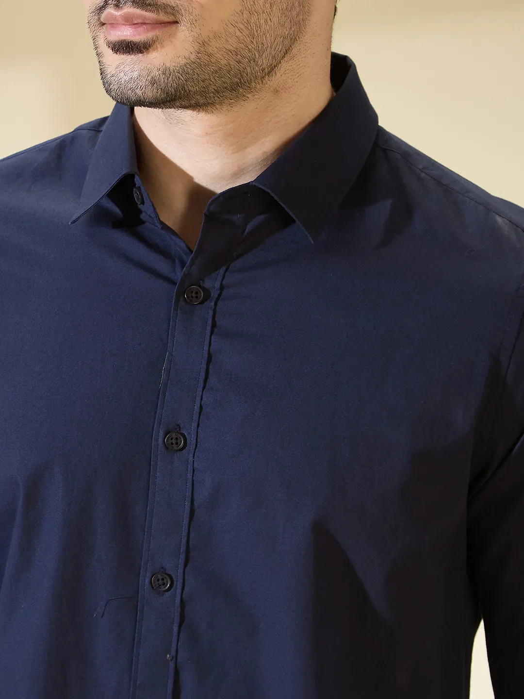 Navy Slim Fit Regular Collar Men's Shirt by Being Human Clothing - Image 5
