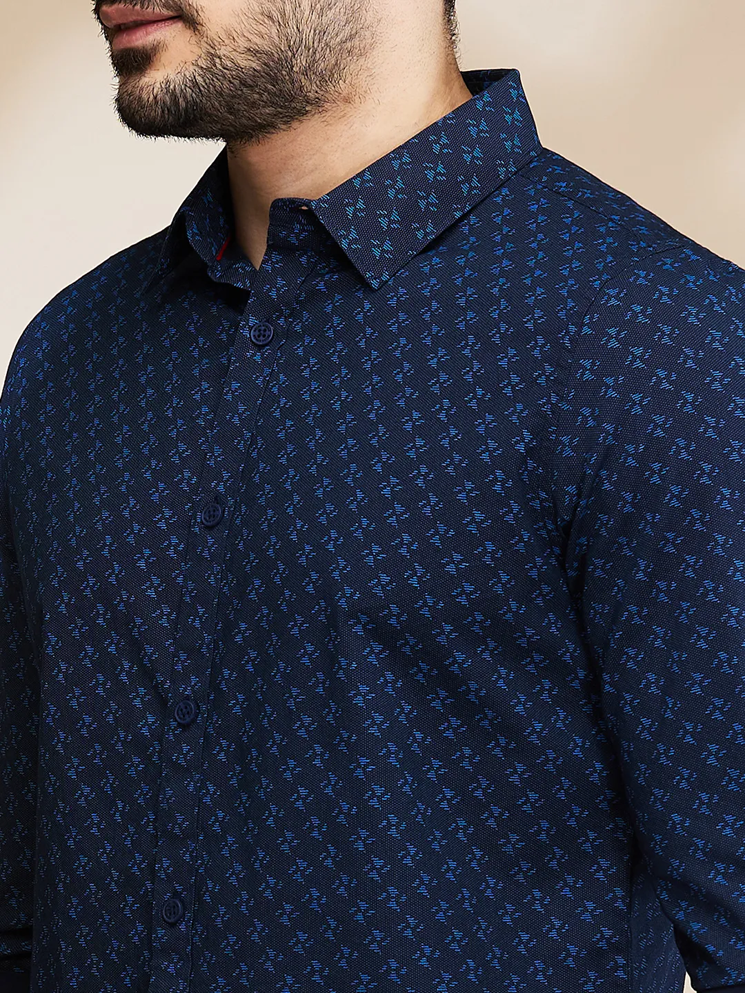 Blue Slim Straight Fit Regular Collar Long Sleeves Men's Shirt by Being Human Clothing - Image 5