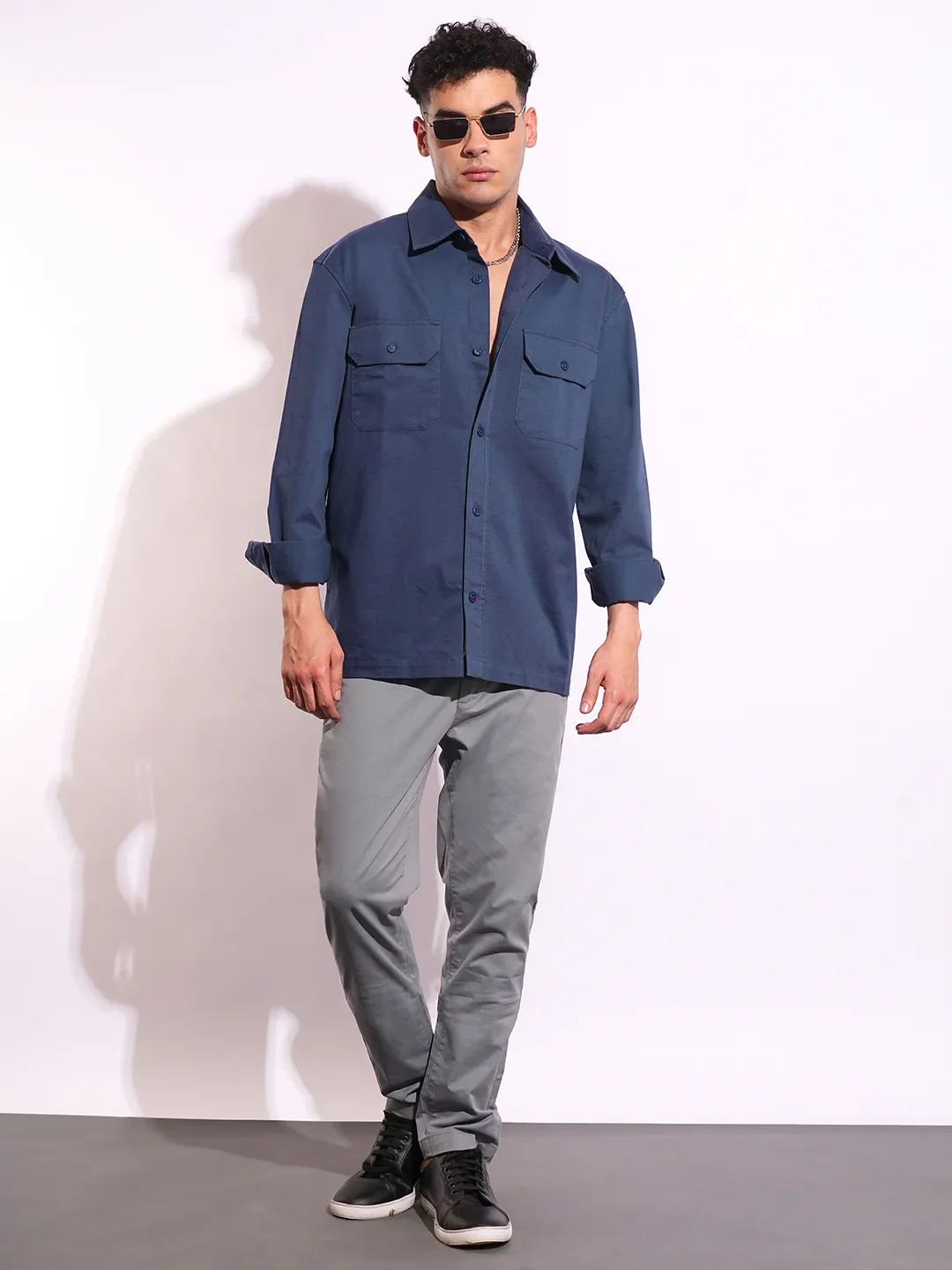 Blue Moderno Fit Regular Collar Long Sleeves Men's Shirt by Being Human Clothing - Image 4