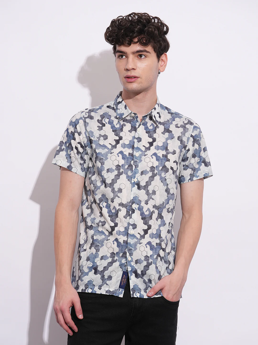 Navy Regular Fit Regular Collar Men's Shirt by Being Human Clothing