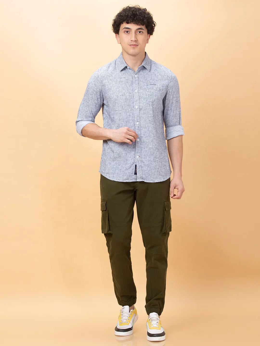 Blue Slim Fit Regular Collar Men's Shirt by Being Human Clothing - Image 2
