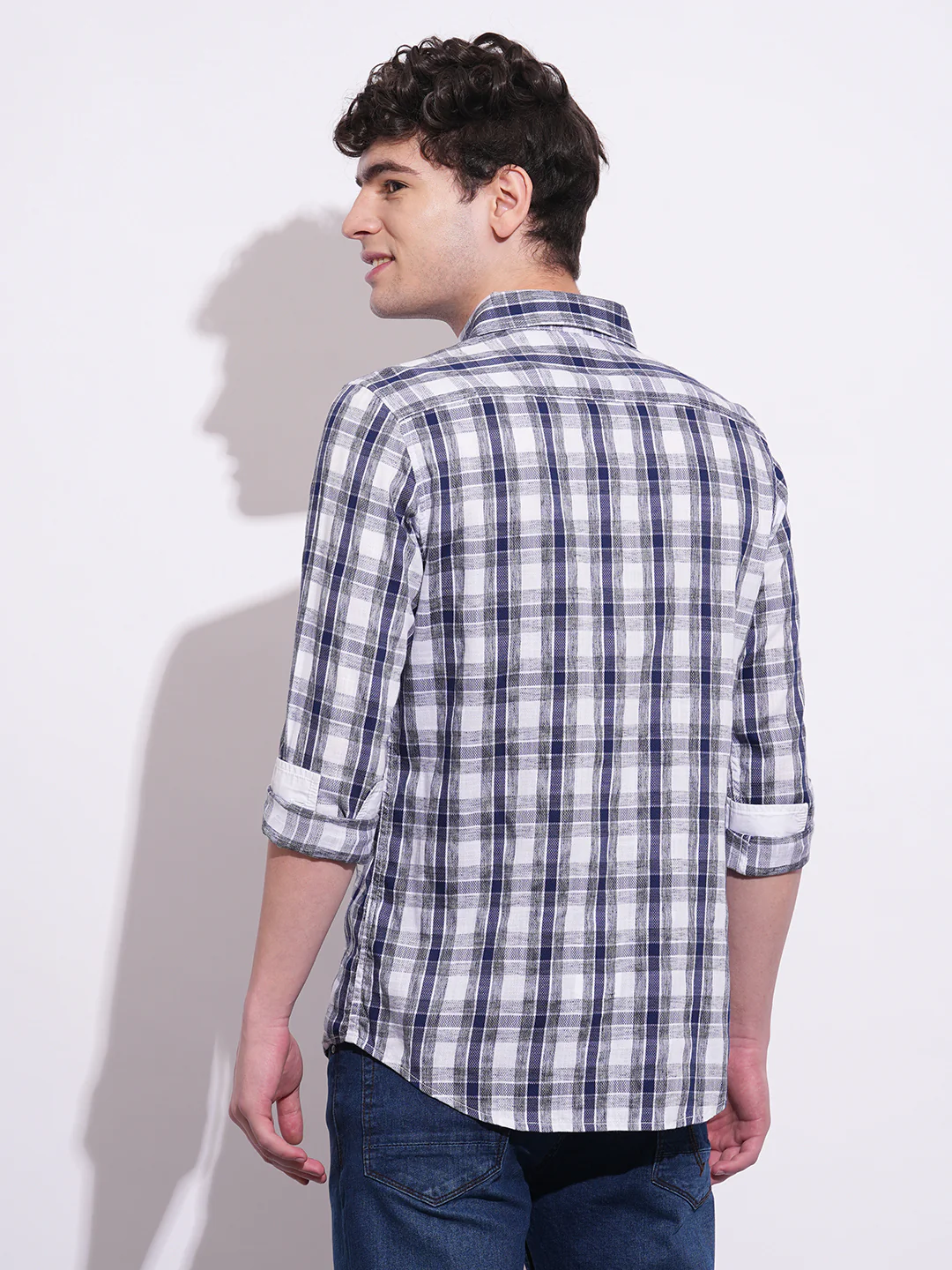 Navy Regular Fit Regular Collar Men's Shirt by Being Human Clothing - Image 3