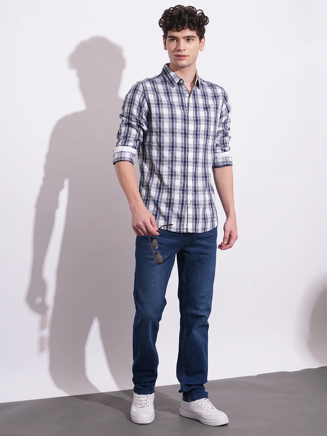 Navy Regular Fit Regular Collar Men's Shirt by Being Human Clothing - Image 5