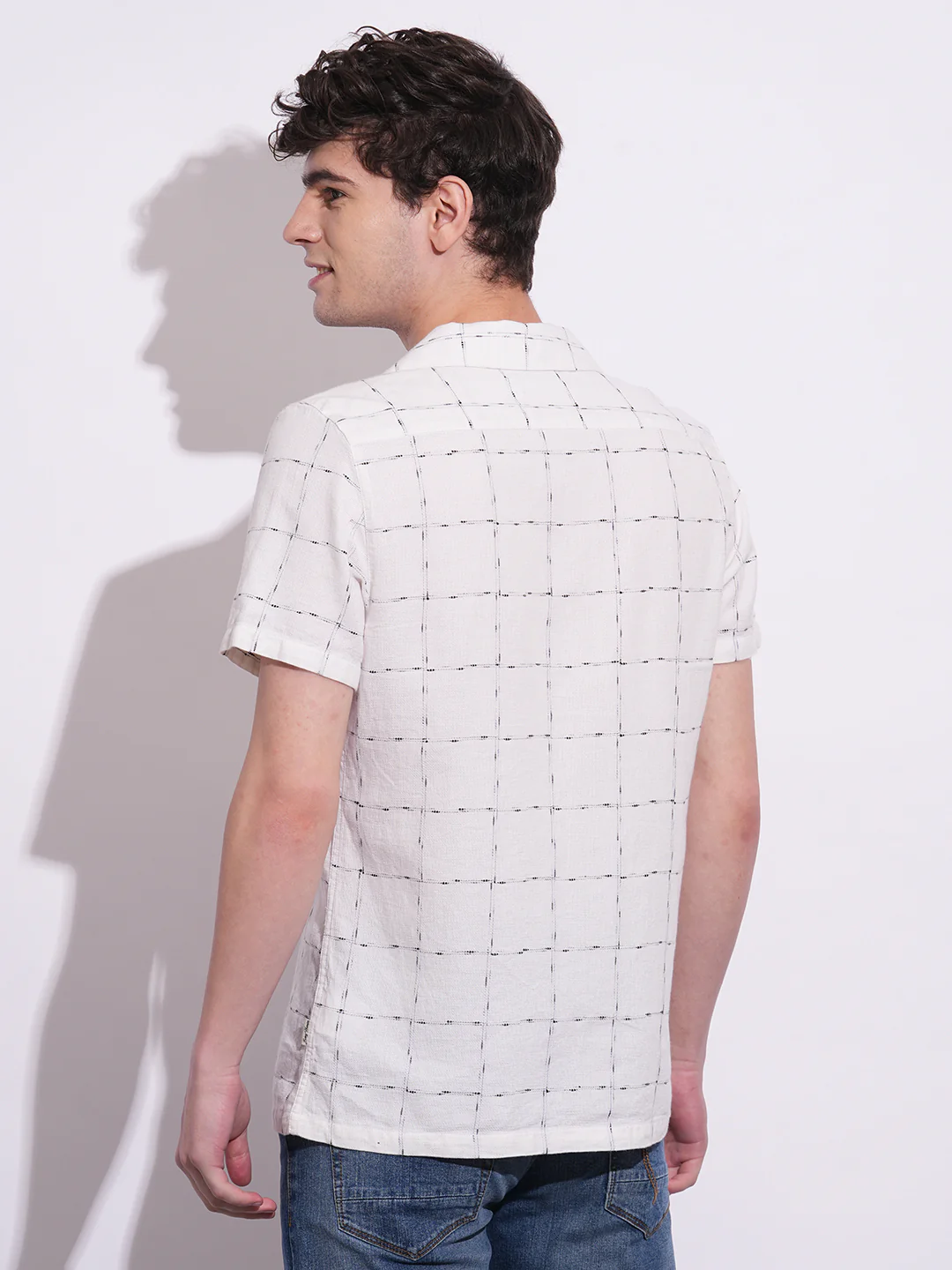 Off White Regular Fit Regular Collar Men's Shirt by Being Human Clothing - Image 3