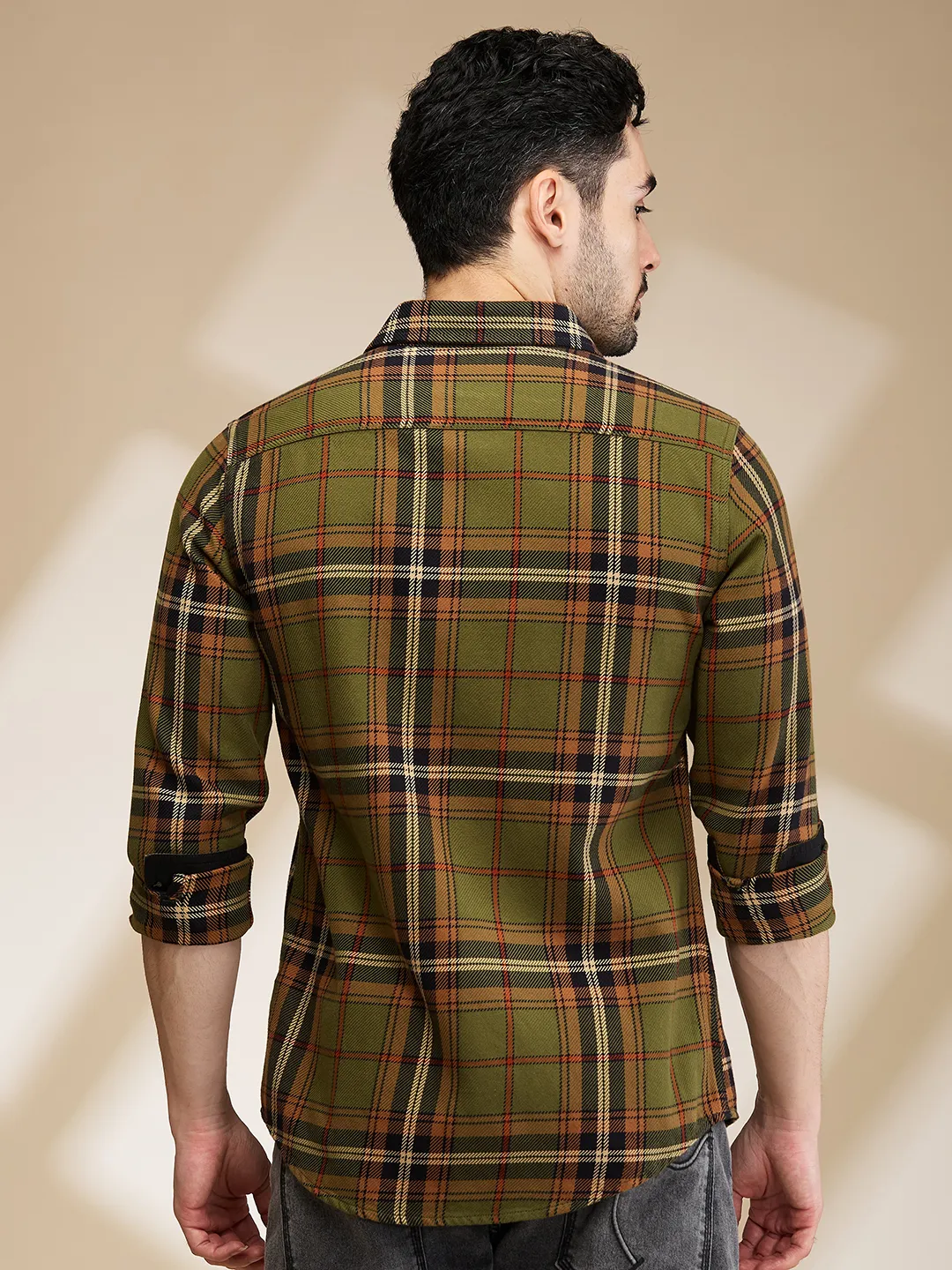 Olive Regular Fit Regular Collar Men's Shirt by Being Human Clothing - Image 3