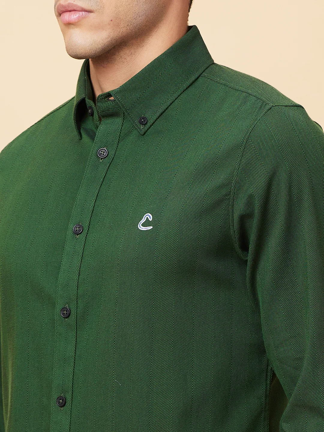 Olive Slim Fit Regular Collar Men's Shirt by Being Human Clothing - Image 5