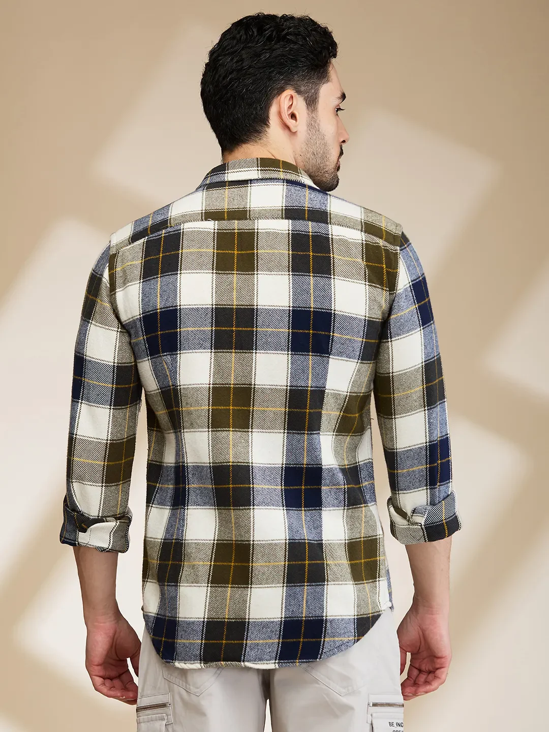 Olive Slim Fit Regular Collar Men's Shirt by Being Human Clothing - Image 3