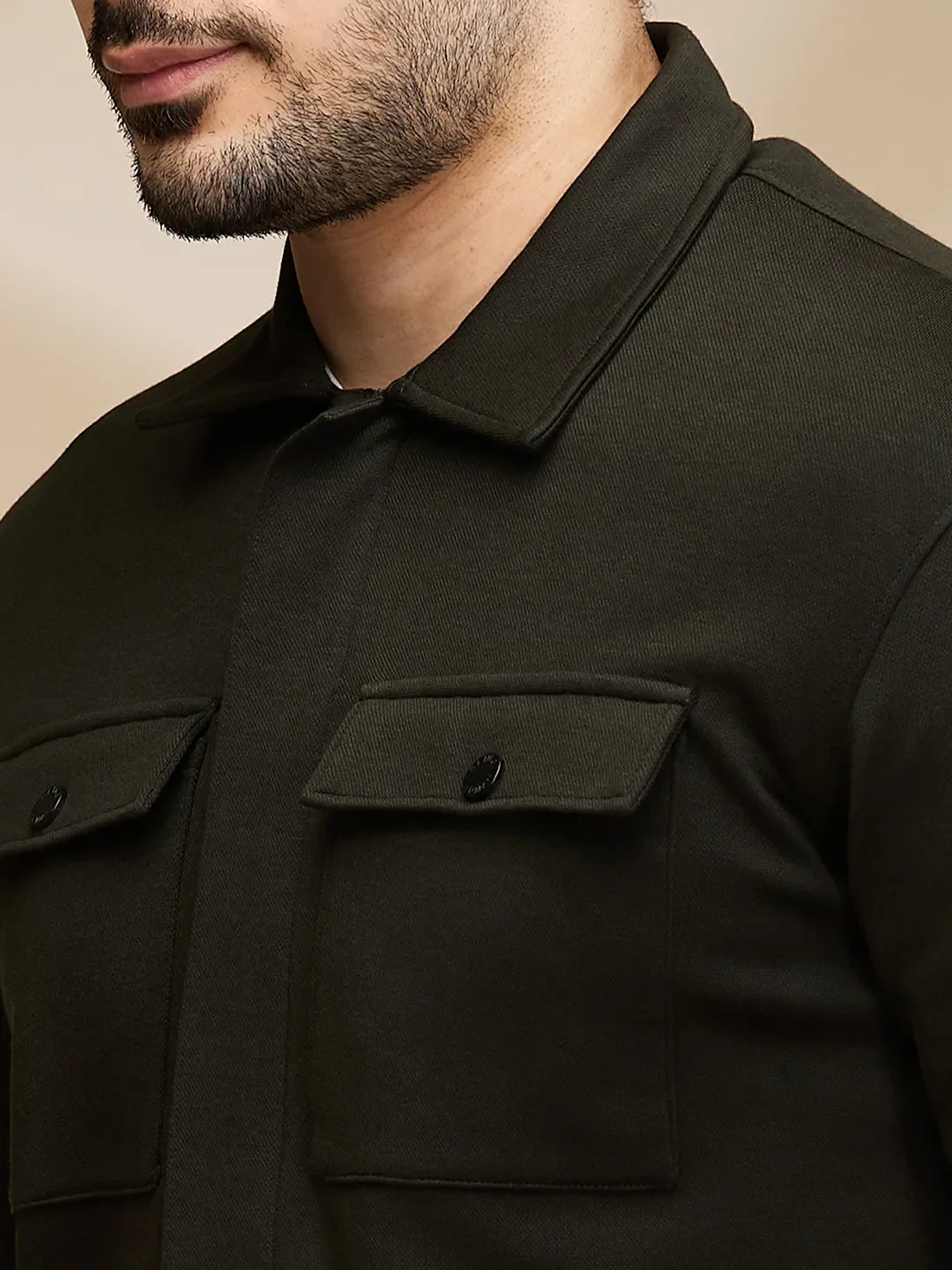 Olive Slim Fit Regular Collar Men's Shirt by Being Human Clothing - Image 5