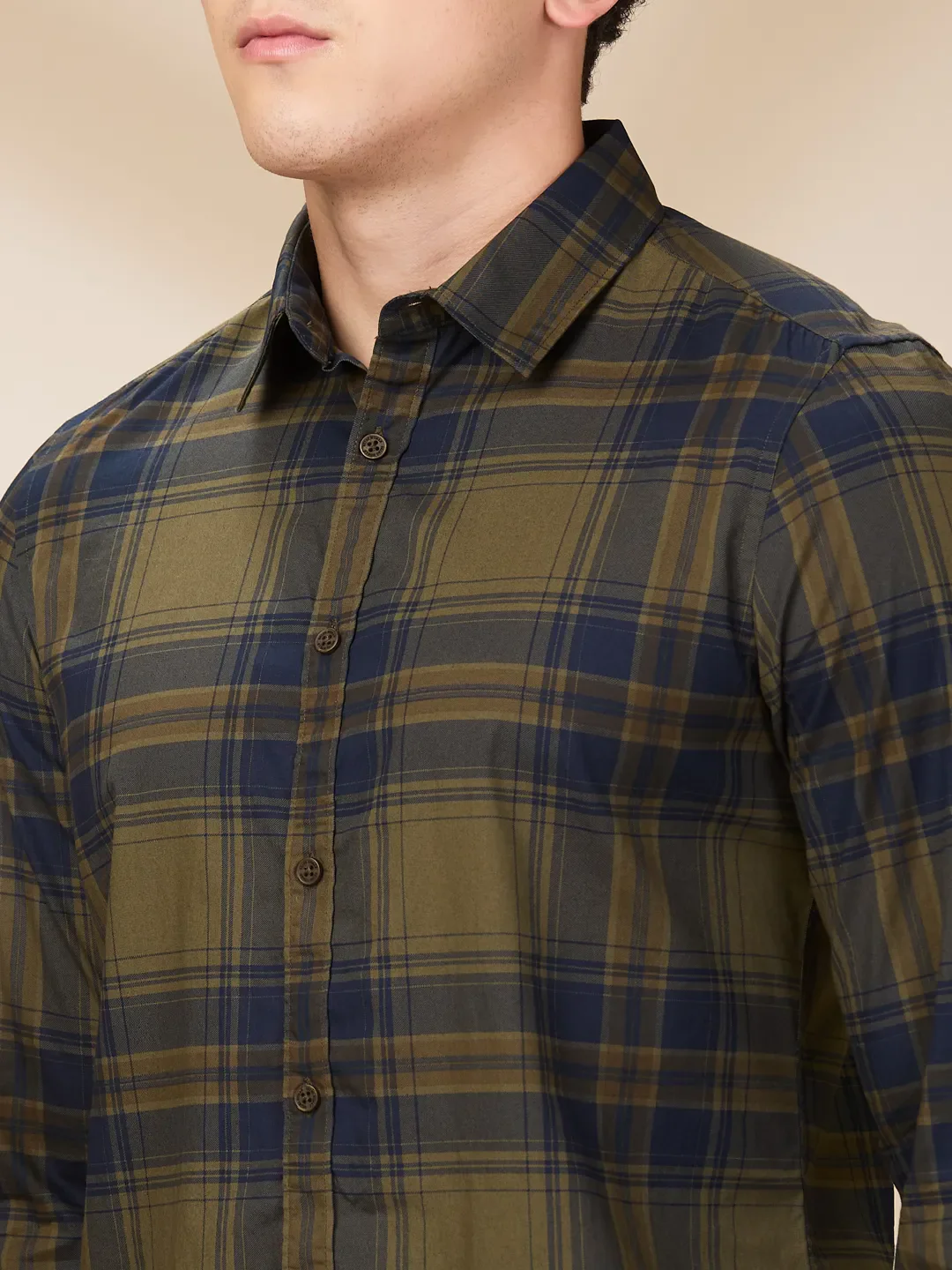 Olive Slim Fit Regular Collar Men's Shirt by Being Human Clothing - Image 5