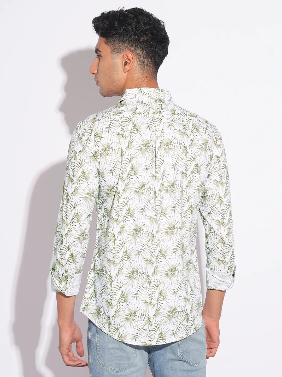 Olive Moderno Fit Regular Collar Long Sleeves Men's Shirt by Being Human Clothing - Image 3