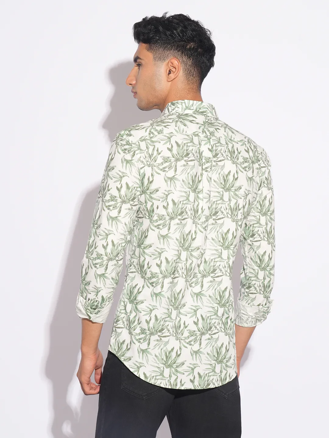 Olive Moderno Fit Regular Collar Long Sleeves Men's Shirt by Being Human Clothing - Image 3