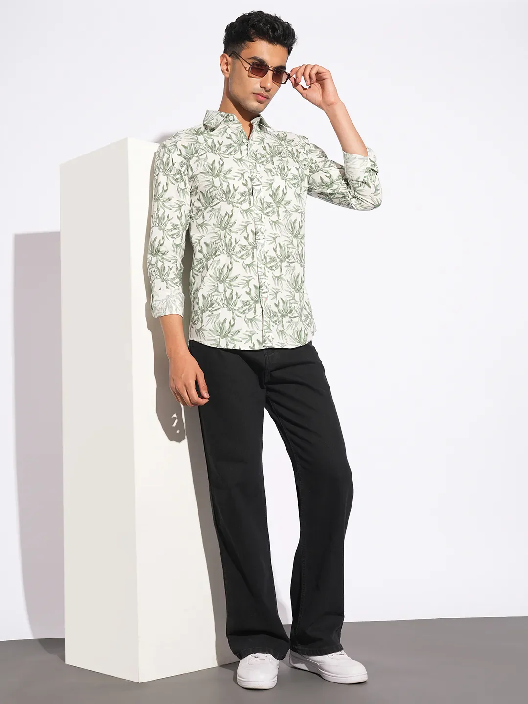 Olive Moderno Fit Regular Collar Long Sleeves Men's Shirt by Being Human Clothing - Image 4