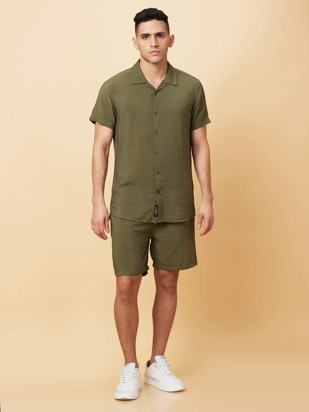 Olive Slim Fit Regular Collar Men's Shirt by Being Human Clothing - Image 2