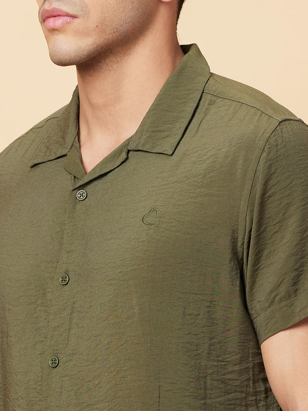 Olive Slim Fit Regular Collar Men's Shirt by Being Human Clothing - Image 5