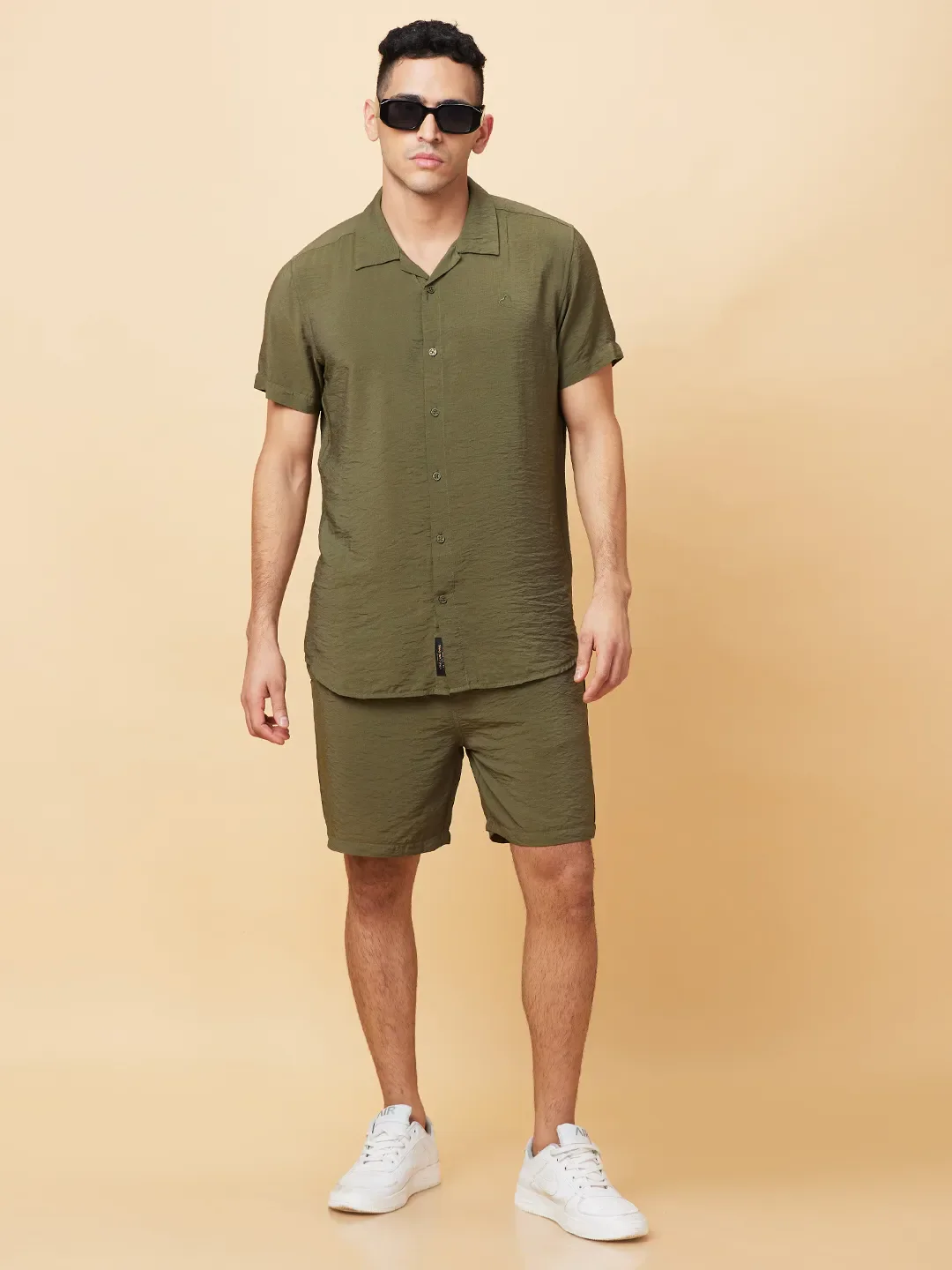 Olive Slim Fit Regular Collar Men's Shirt by Being Human Clothing - Image 6