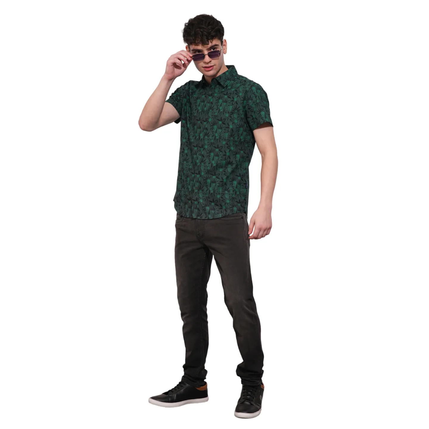 Olive Slim Fit Regular Collar Men's Shirt by Being Human Clothing - Image 4