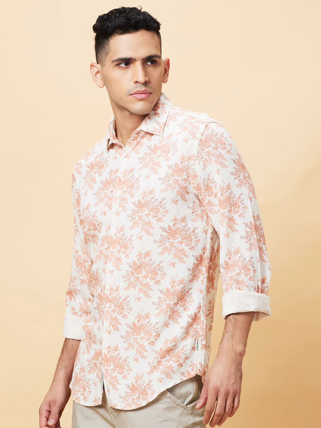 Orange Slim Fit Regular Collar Men's Shirt by Being Human Clothing - Image 4