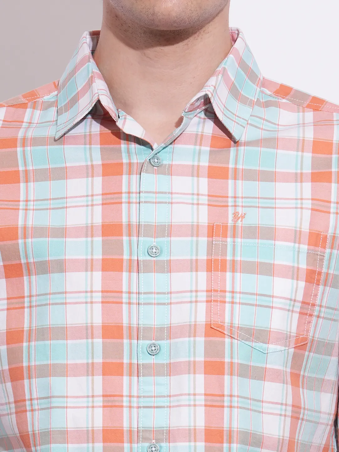 Orange Regular Fit Regular Collar Men's Shirt by Being Human Clothing - Image 5