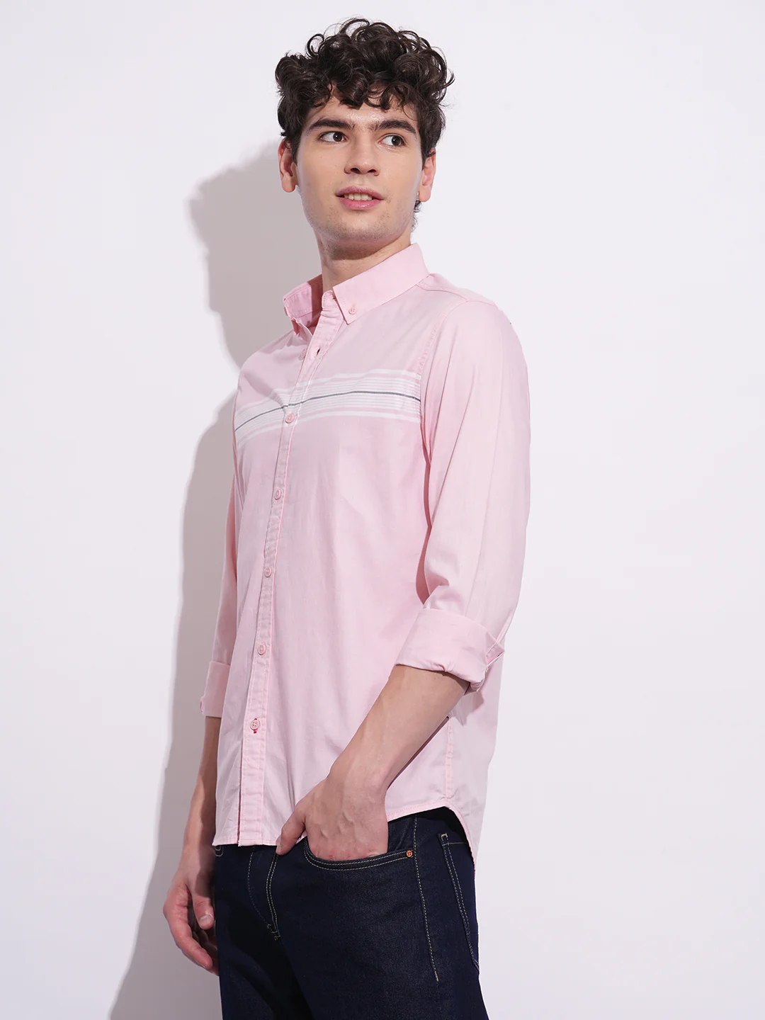 Peach Regular Fit Regular Collar Men's Shirt by Being Human Clothing - Image 2