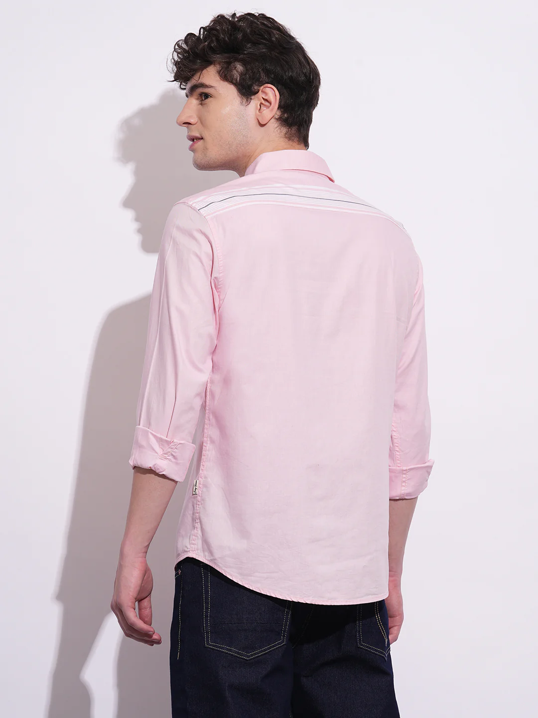 Peach Regular Fit Regular Collar Men's Shirt by Being Human Clothing - Image 3