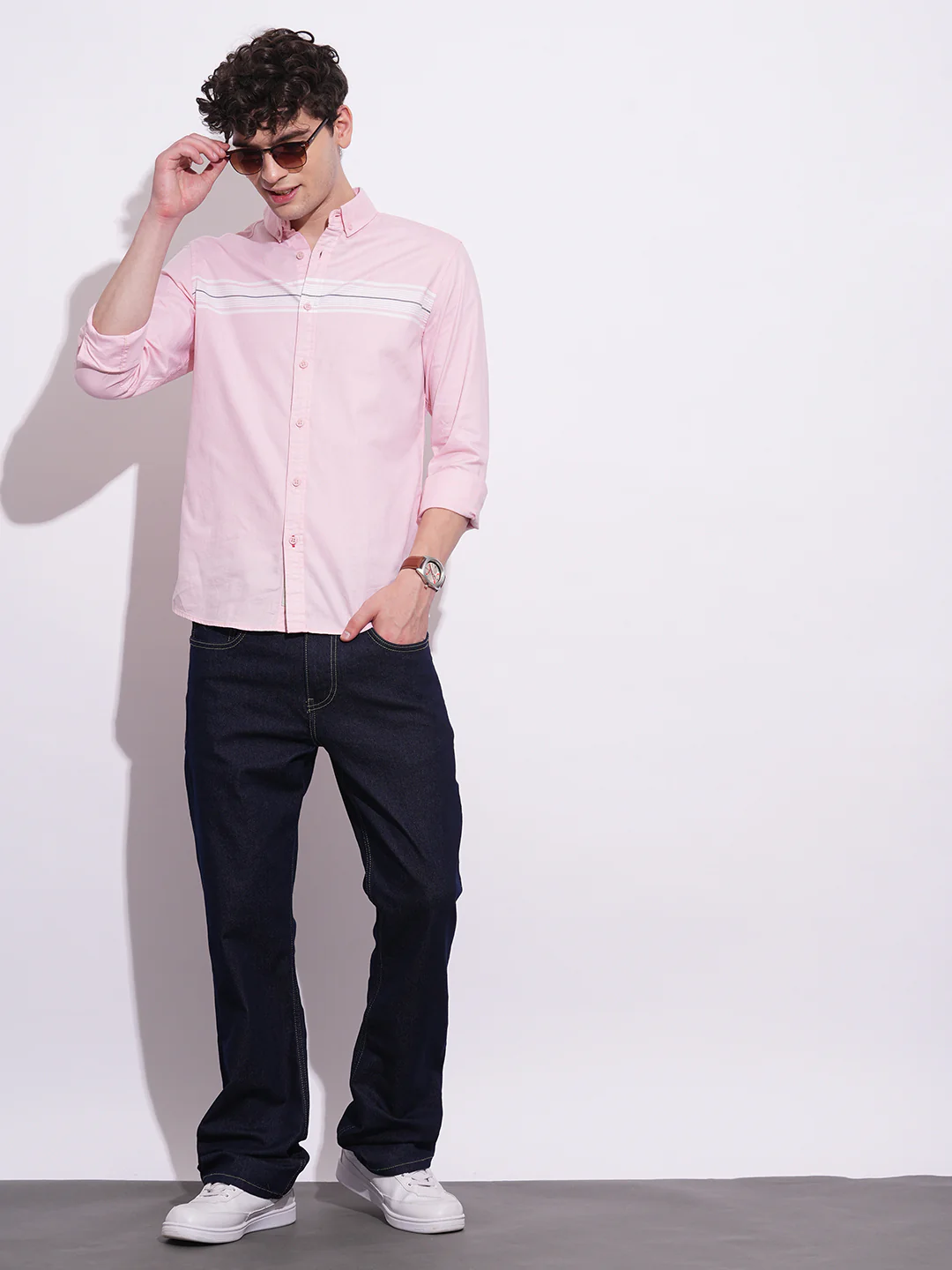 Peach Regular Fit Regular Collar Men's Shirt by Being Human Clothing - Image 5