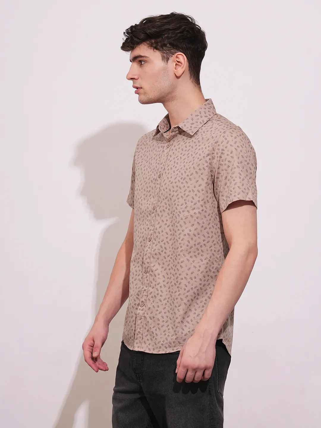 orange Slim Straight Fit Regular Collar Short Sleeves Men's Shirt by Being Human Clothing - Image 2