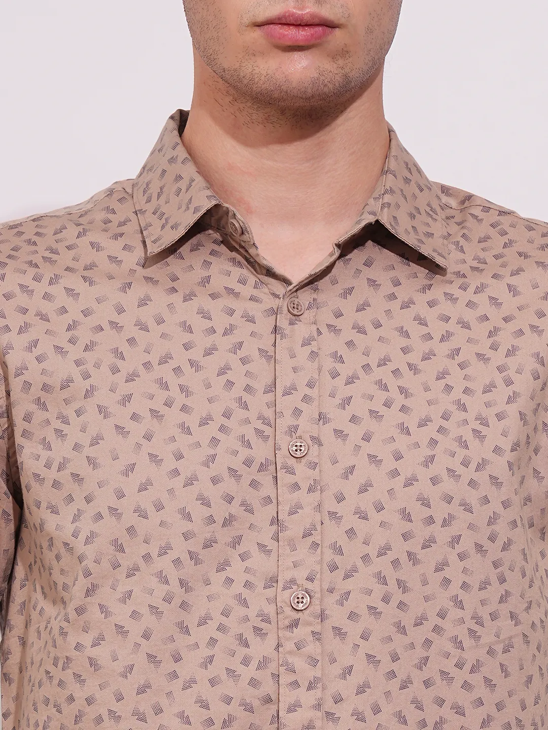 orange Slim Straight Fit Regular Collar Short Sleeves Men's Shirt by Being Human Clothing - Image 5