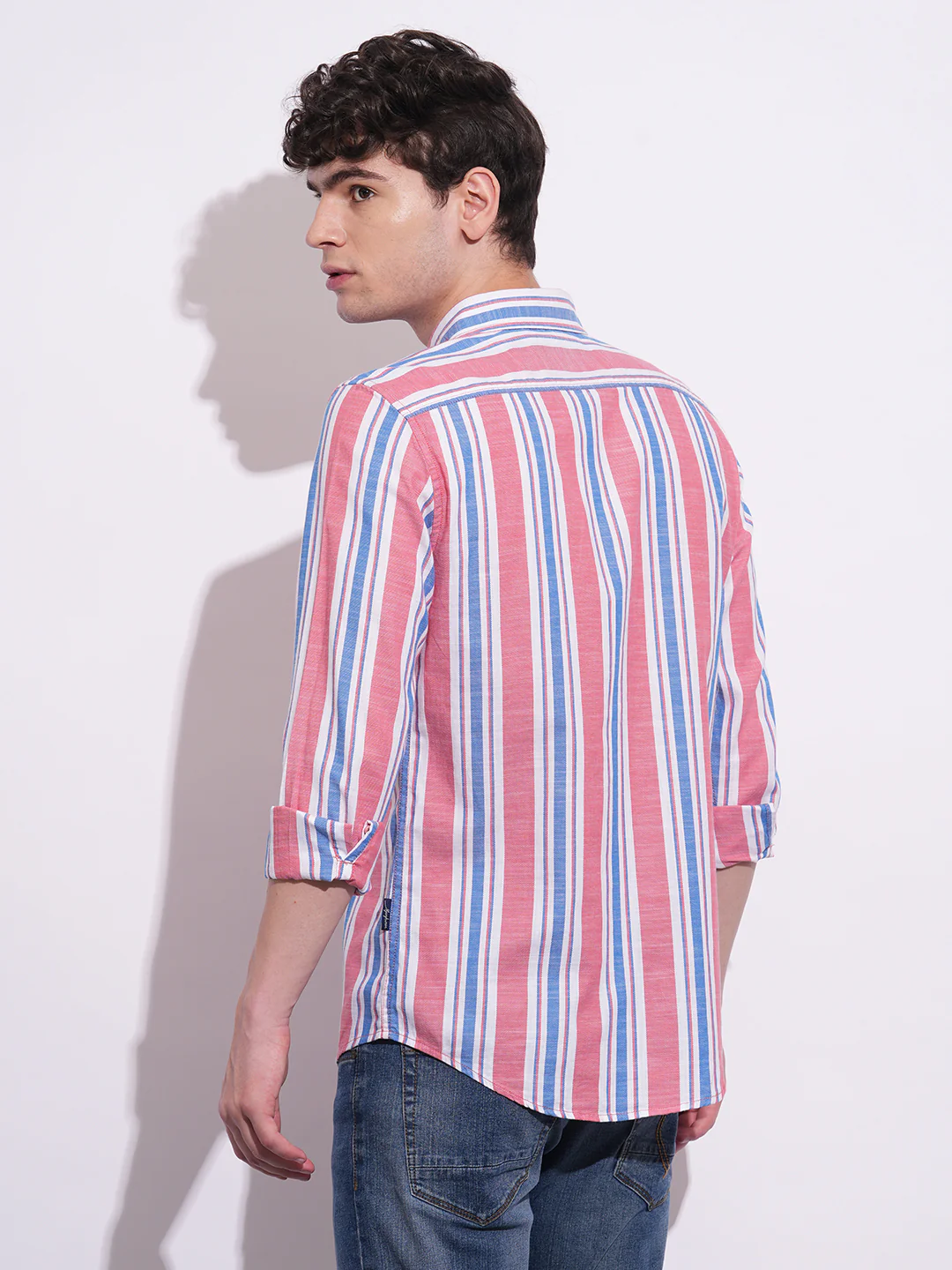 Peach Regular Fit Regular Collar Men's Shirt by Being Human Clothing - Image 3