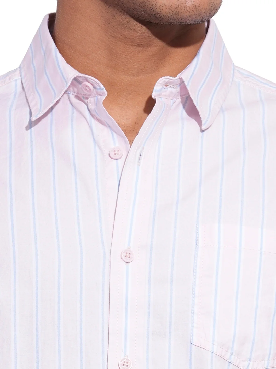 Pink Regular Fit Regular Collar Men's Shirt by Being Human Clothing - Image 4