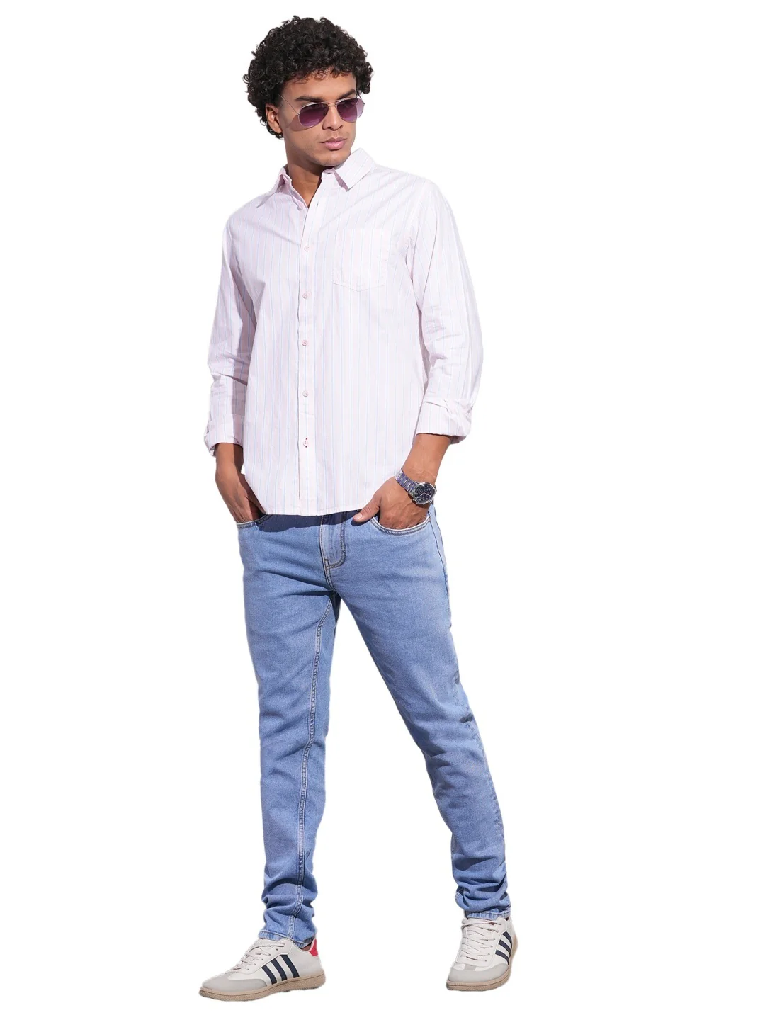 Pink Regular Fit Regular Collar Men's Shirt by Being Human Clothing - Image 5