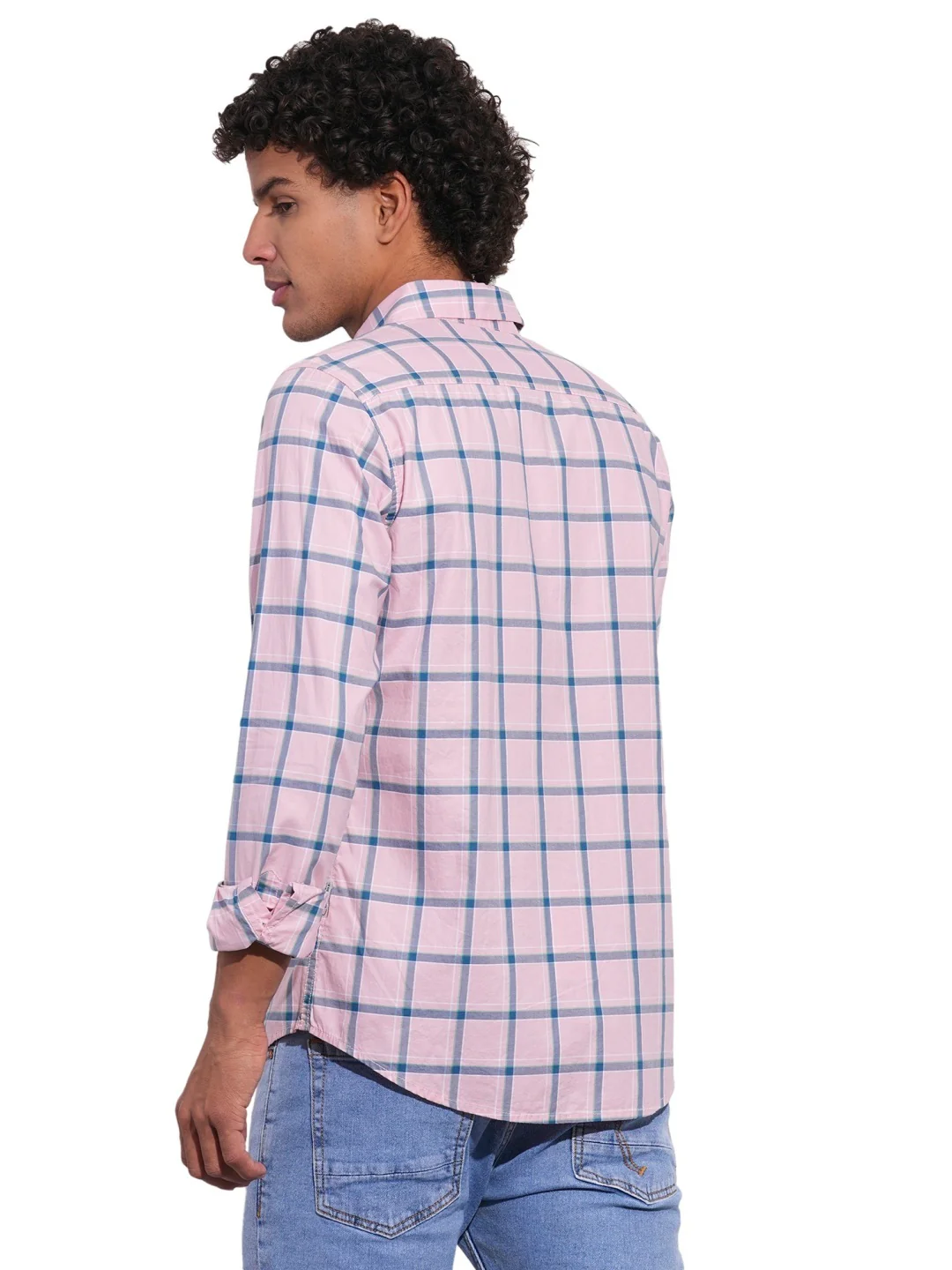 Pink Regular Fit Regular Collar Men's Shirt by Being Human Clothing - Image 3