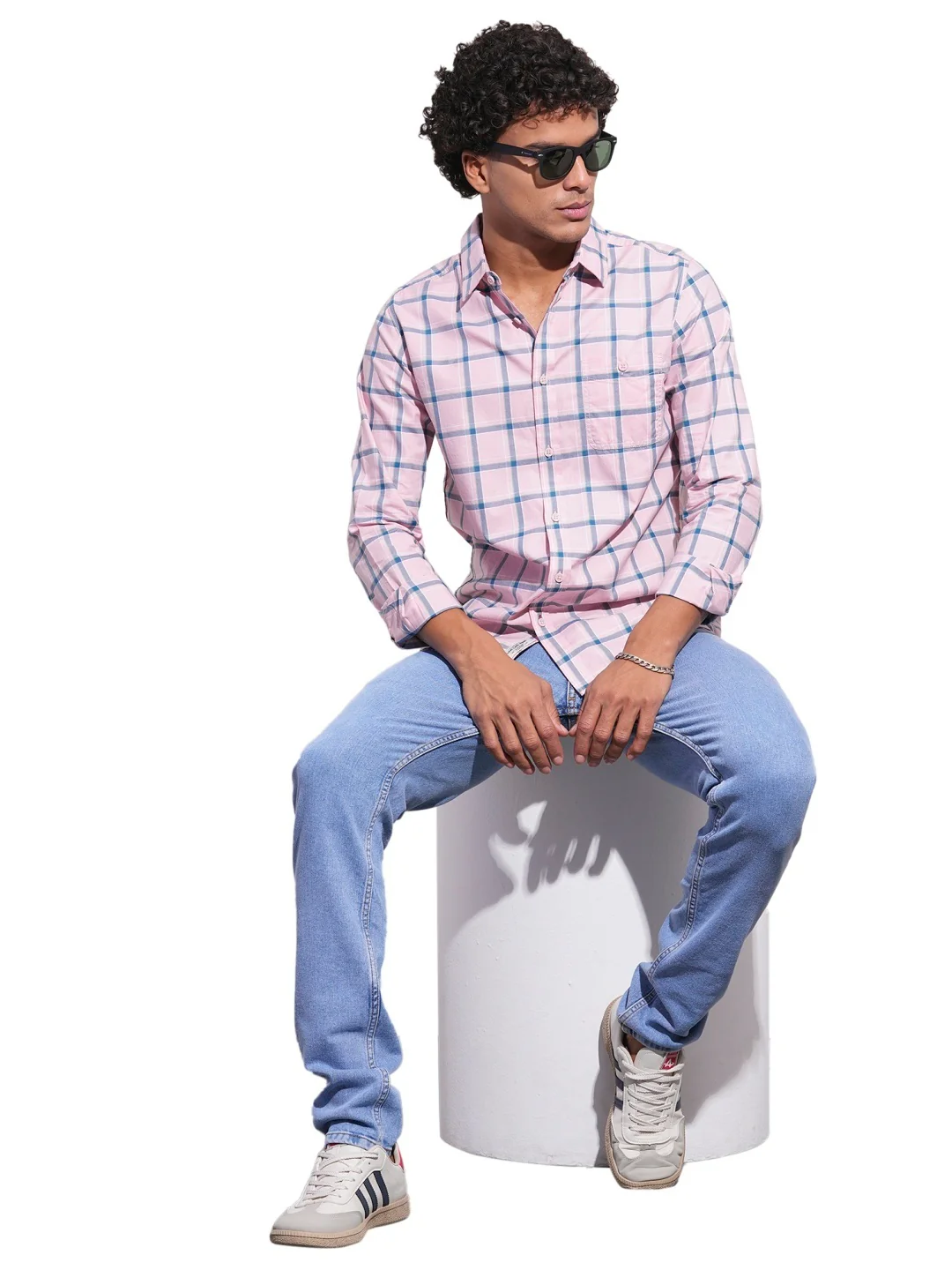 Pink Regular Fit Regular Collar Men's Shirt by Being Human Clothing - Image 5