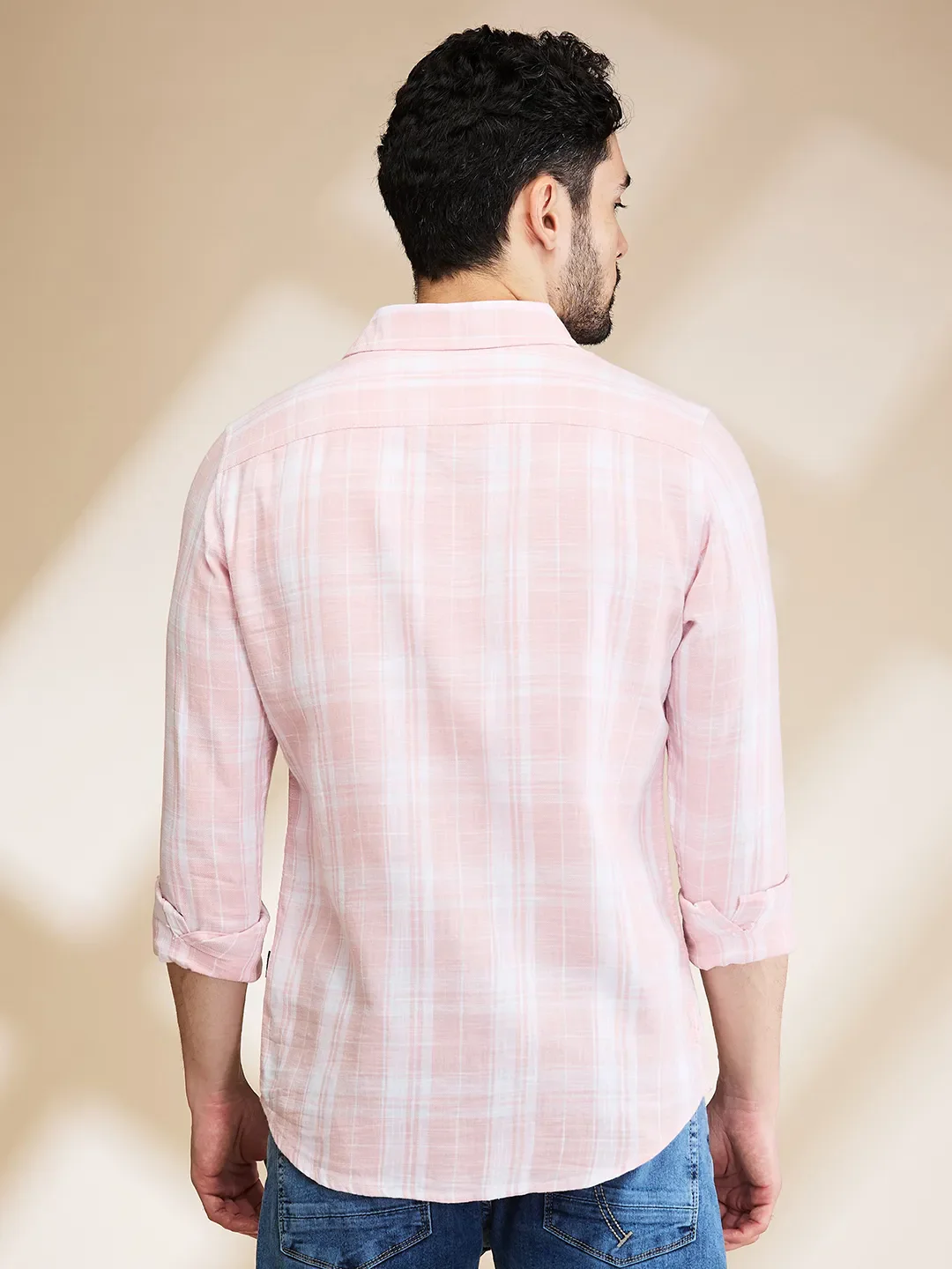 Pink Slim Fit Regular Collar Men's Shirt by Being Human Clothing - Image 3