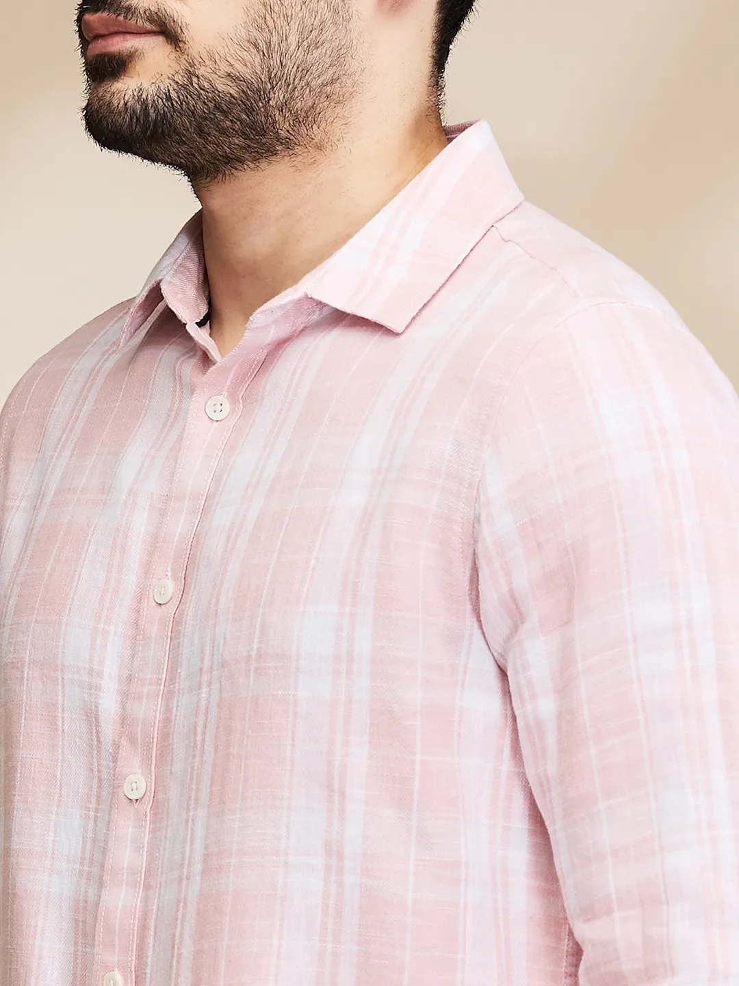 Pink Slim Fit Regular Collar Men's Shirt by Being Human Clothing - Image 5