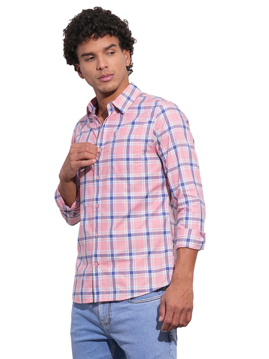 Pink Regular Fit Regular Collar Men's Shirt by Being Human Clothing - Image 2