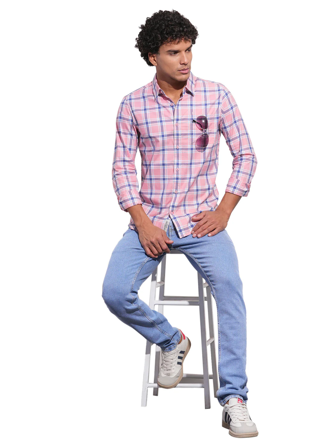 Pink Regular Fit Regular Collar Men's Shirt by Being Human Clothing - Image 5