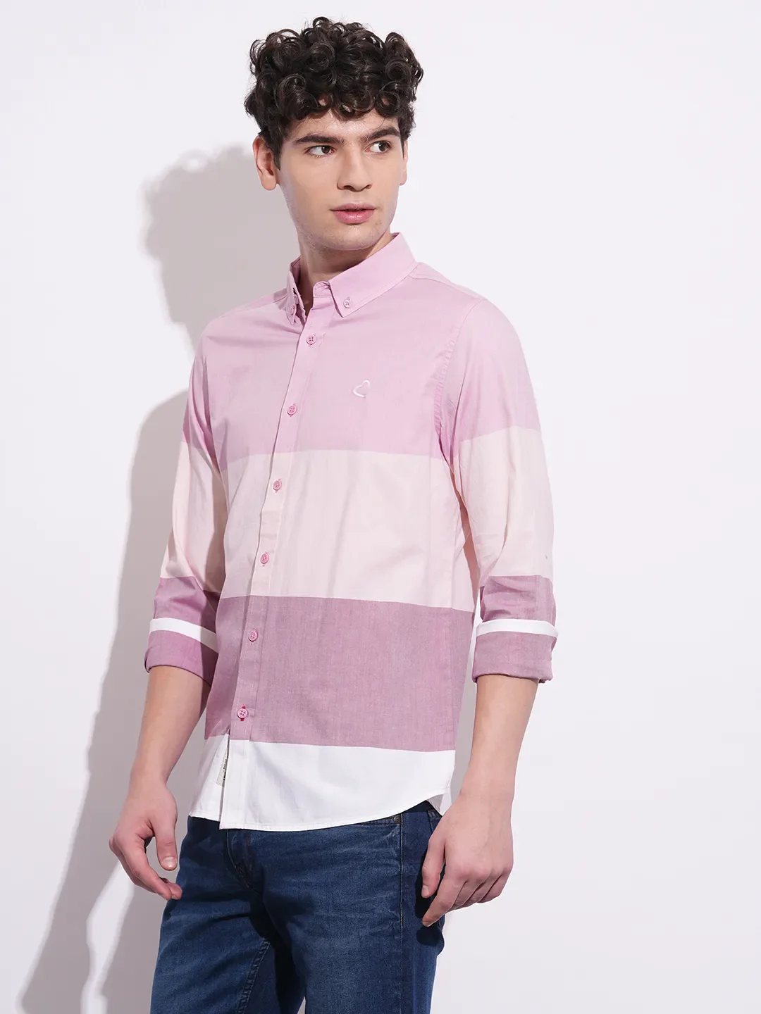 Pink Regular Fit Regular Collar Men's Shirt by Being Human Clothing - Image 2