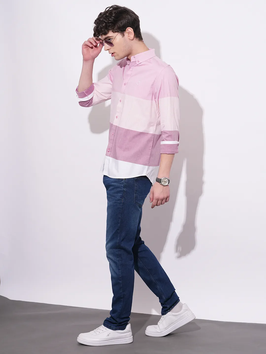 Pink Regular Fit Regular Collar Men's Shirt by Being Human Clothing - Image 4