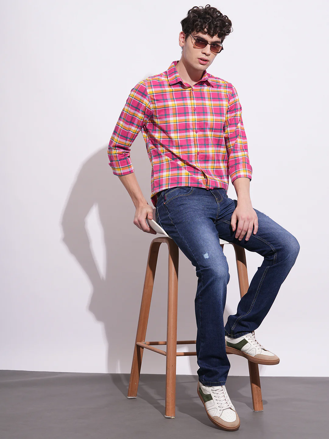 Pink Regular Fit Regular Collar Men's Shirt by Being Human Clothing - Image 5