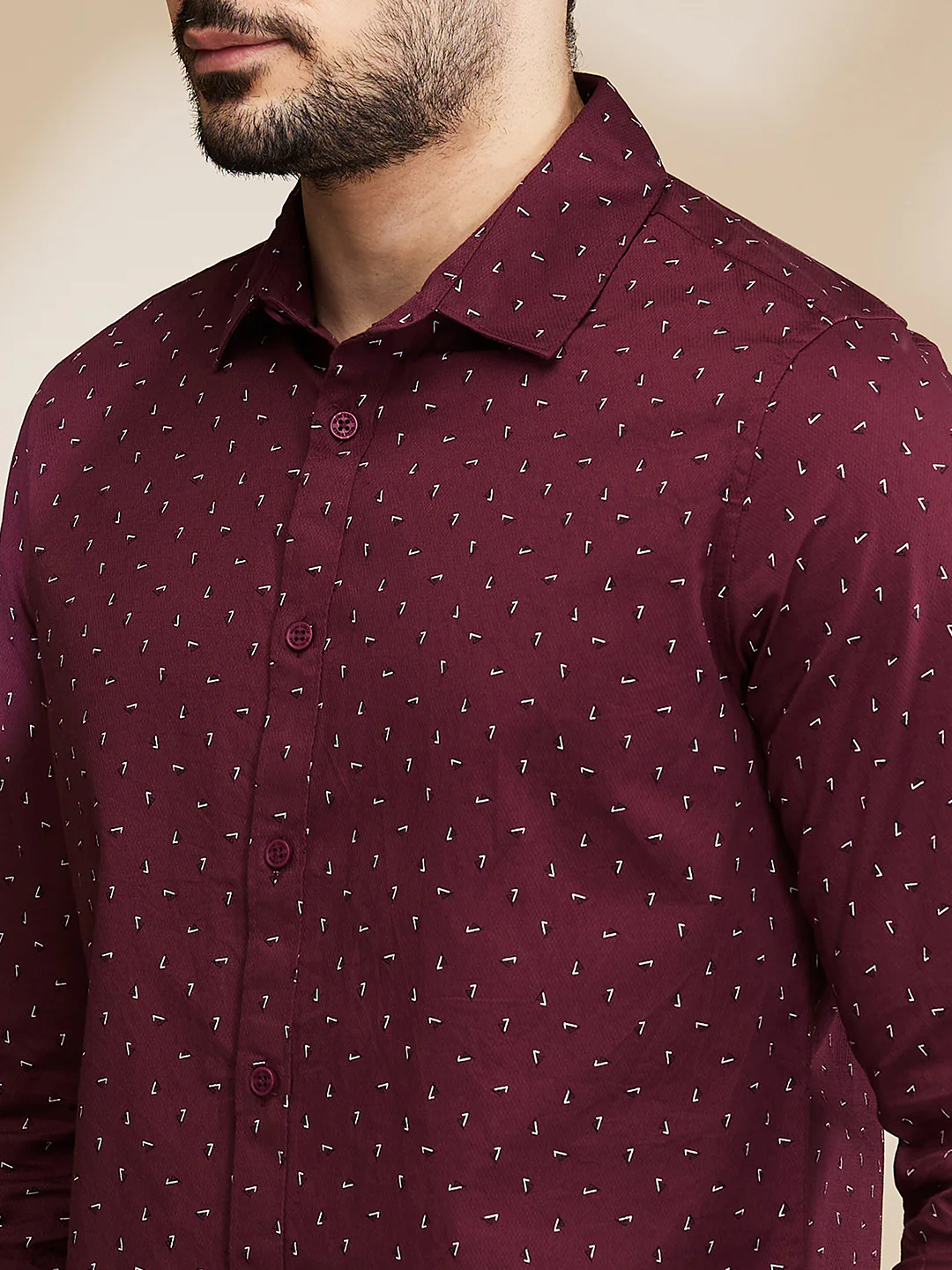 Red Slim Straight Fit Regular Collar Long Sleeves Men's Shirt by Being Human Clothing - Image 5