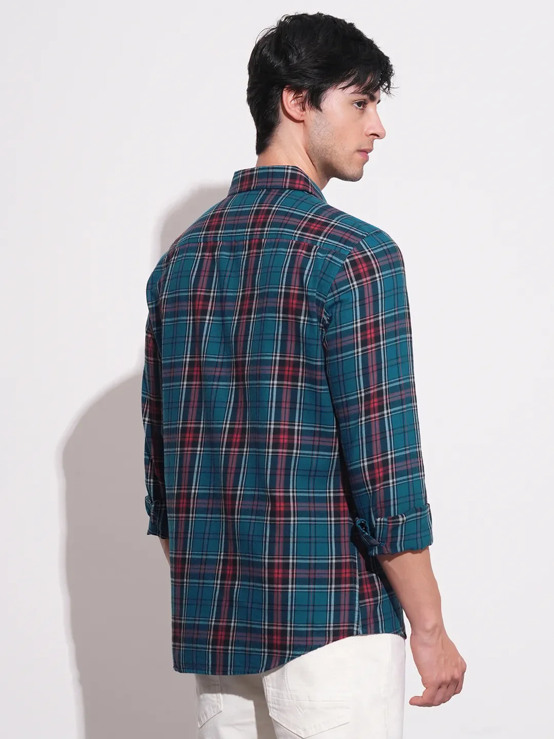 Red Slim Fit Regular Collar Men's Shirt by Being Human Clothing - Image 3