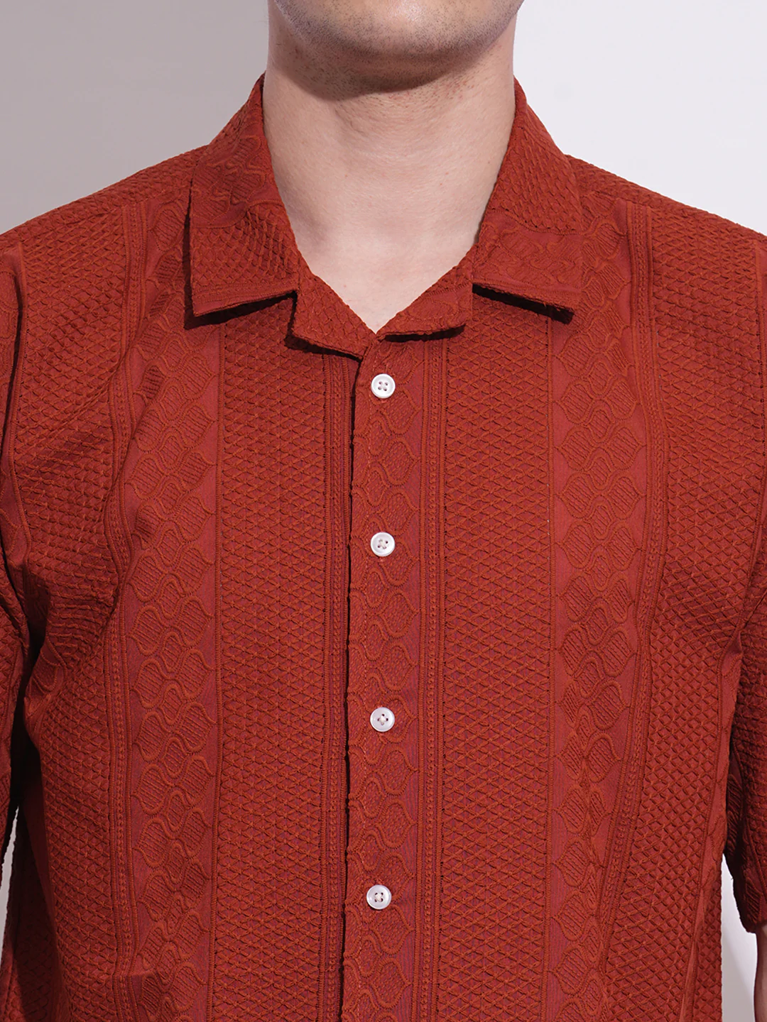 Rust Regular Fit Regular Collar Men's Shirt by Being Human Clothing - Image 4