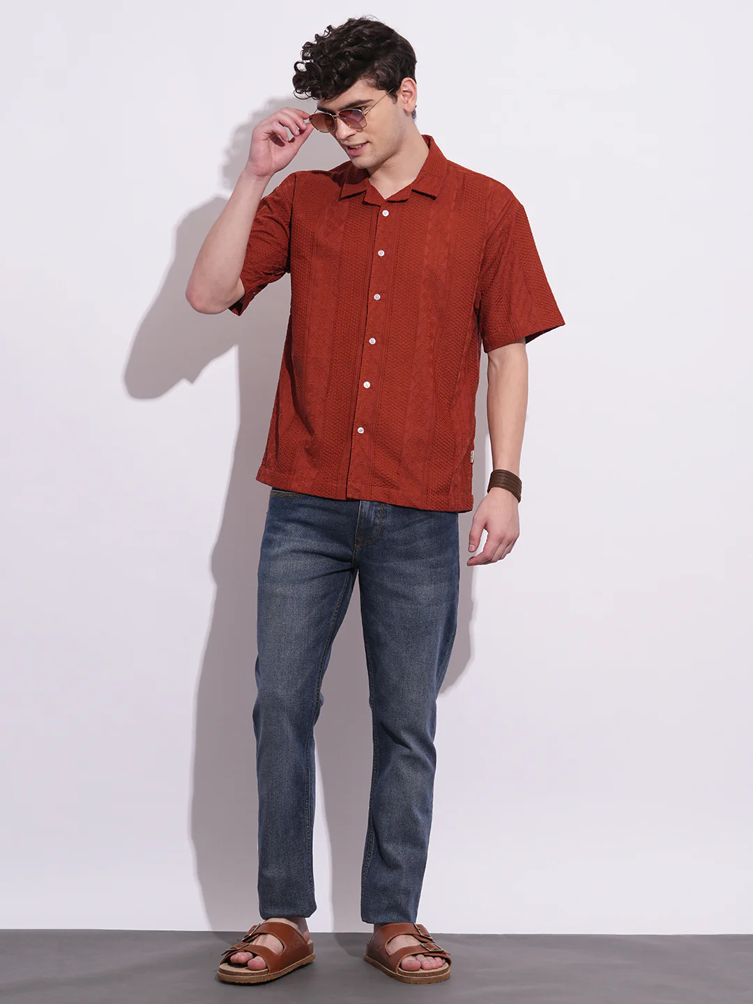 Rust Regular Fit Regular Collar Men's Shirt by Being Human Clothing - Image 5