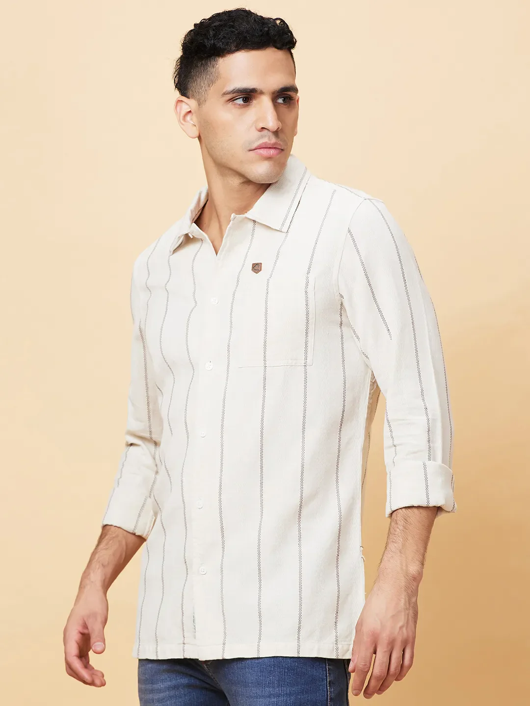 Sand Slim Fit Regular Collar Men's Shirt by Being Human Clothing - Image 4